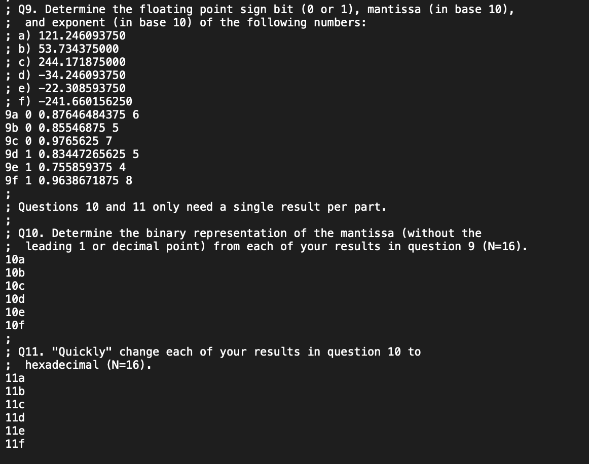 Solved Q9. Determine the floating point sign bit ( 0 or 1 ), | Chegg.com