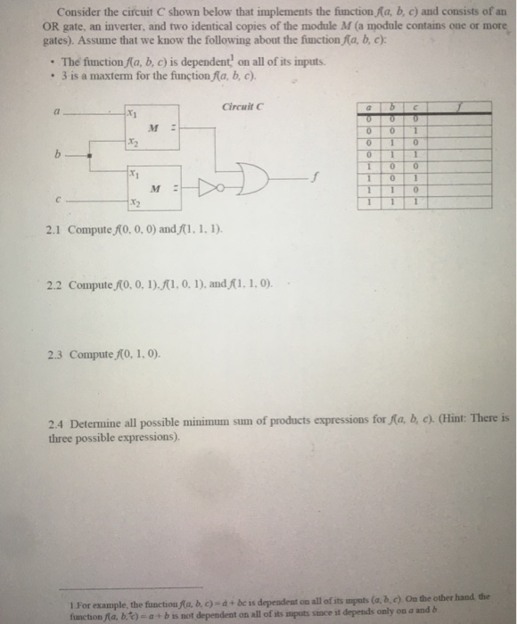 Solved Consider the circuit C shown below that implements | Chegg.com
