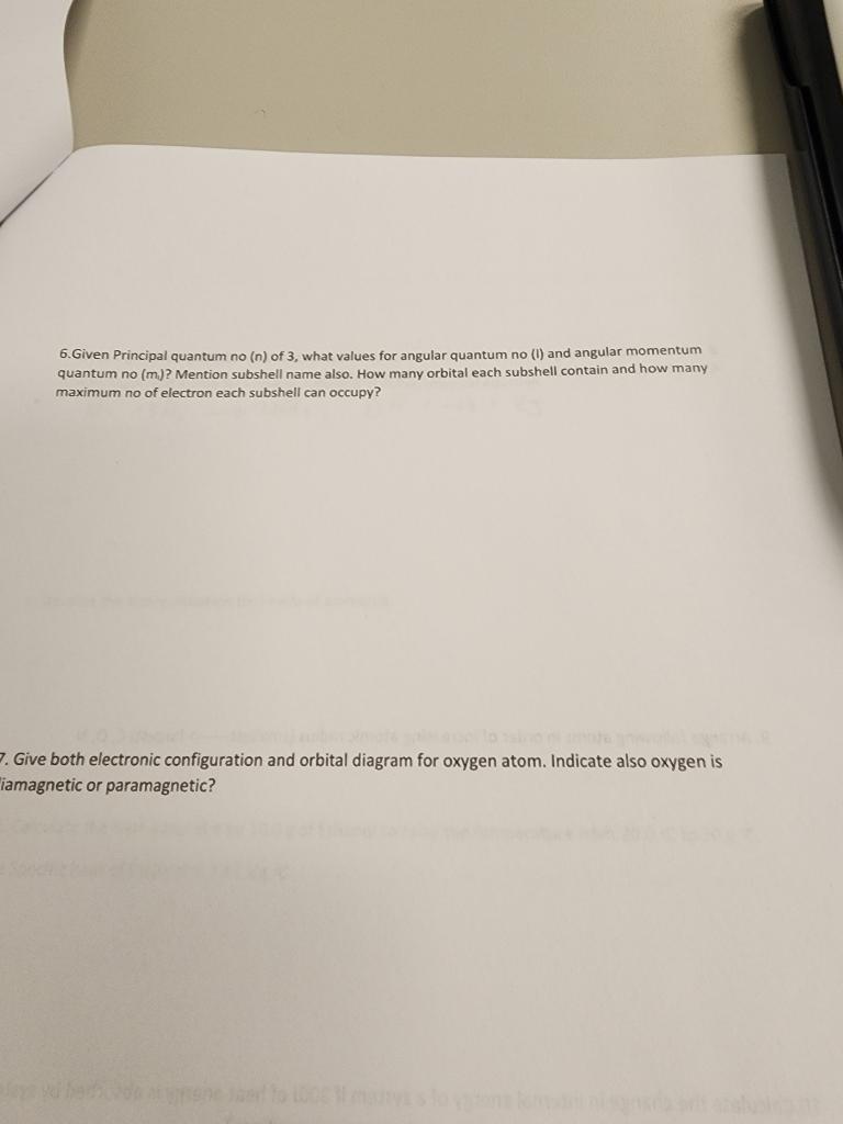 principal quantum number n 5 angular momentum quantum number l 0