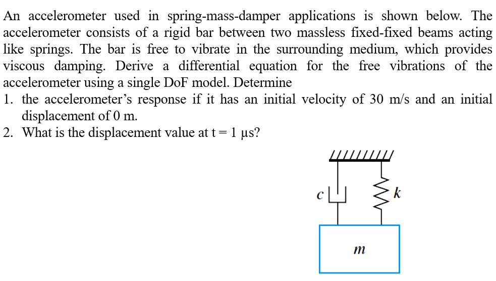 An accelerometer used in spring-mass-damper | Chegg.com