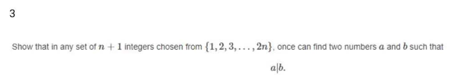 Solved 3 Show that in any set of n + 1 integers chosen from | Chegg.com