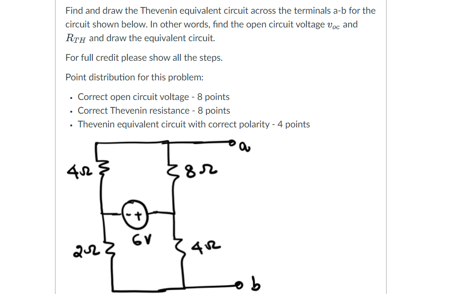 Solved Find and draw the Thevenin equivalent circuit across | Chegg.com