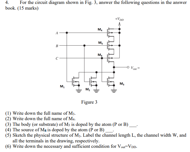 Solved 4. For the circuit diagram shown in Fig. 3, answer | Chegg.com