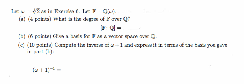 Let W Y2 As In Exercise 6 Let F Q W A 4 Chegg Com