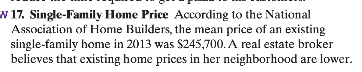 Solved W 17. Single-Family Home Price According To The | Chegg.com