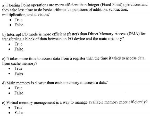 Solved A) Floating Point Operations Are More Efficient Than | Chegg.com