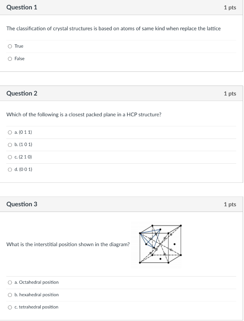 Solved Question 1 1 pts The classification of crystal | Chegg.com