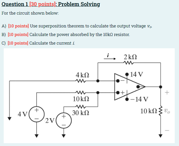 Solved Question 1 (30 points]: Problem Solving For the | Chegg.com