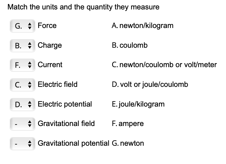 Solved Match the units and the quantity they measure G. ∇ | Chegg.com