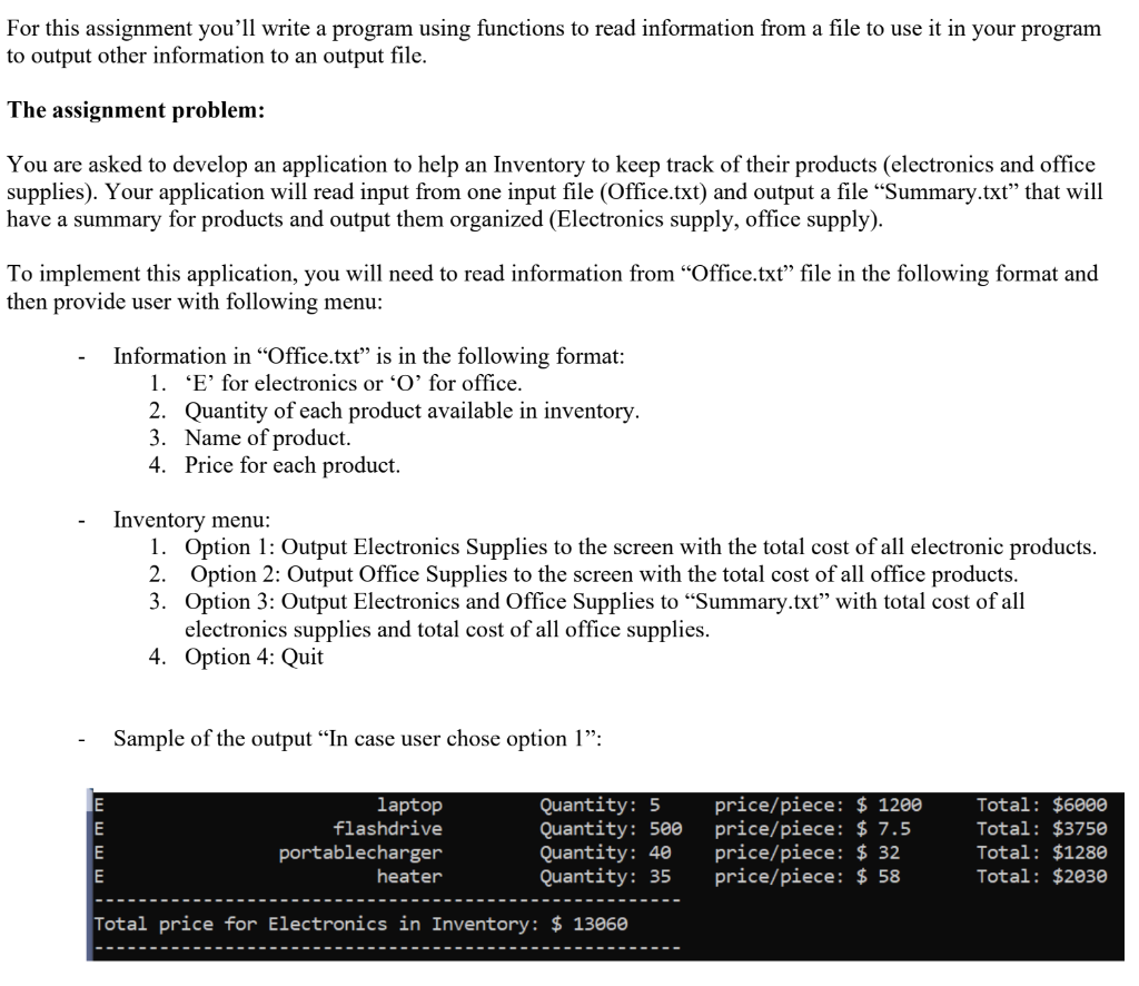 Solved For this assignment you'll write a program using | Chegg.com