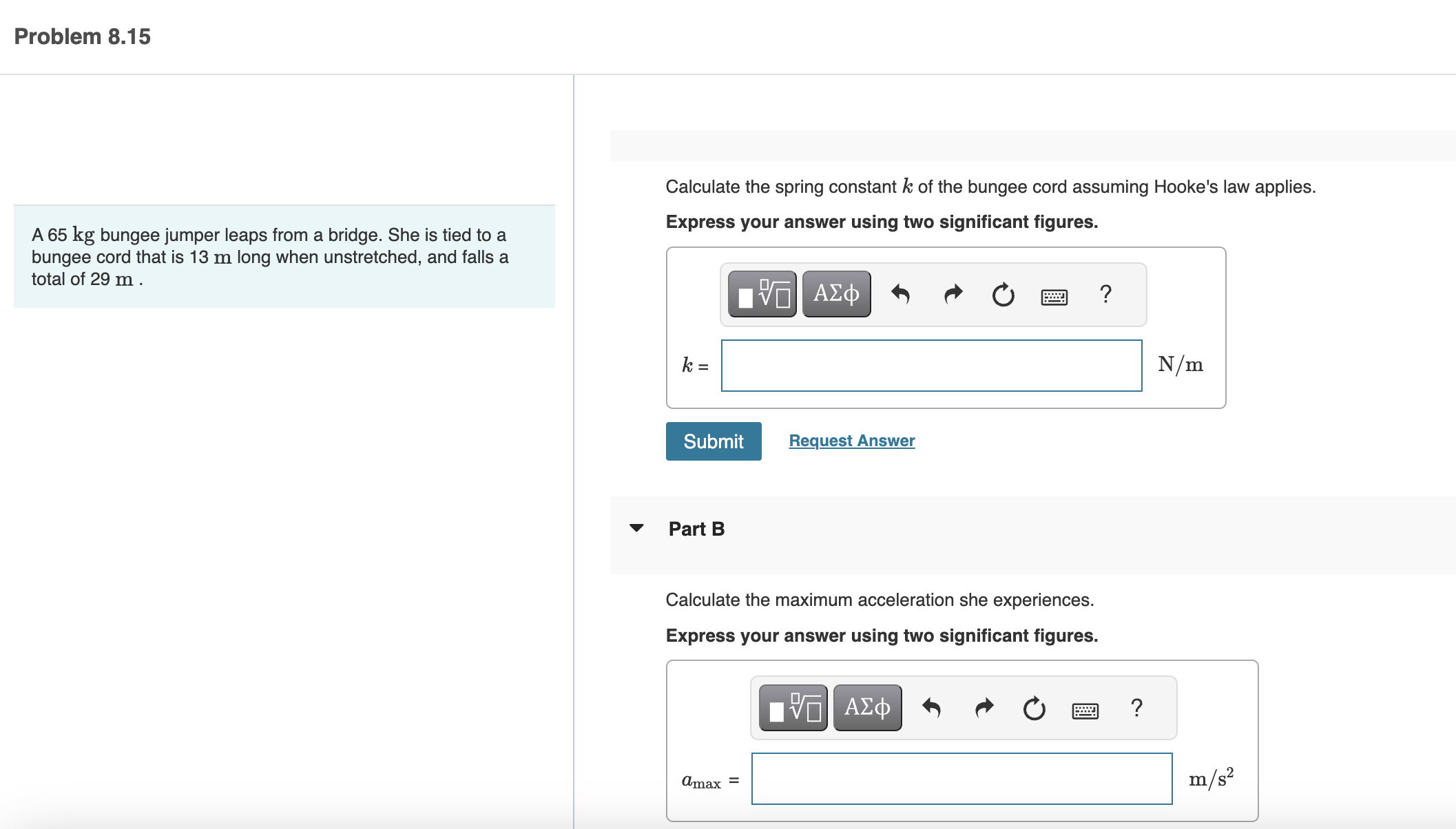Solved Calculate the spring constant k of the bungee cord