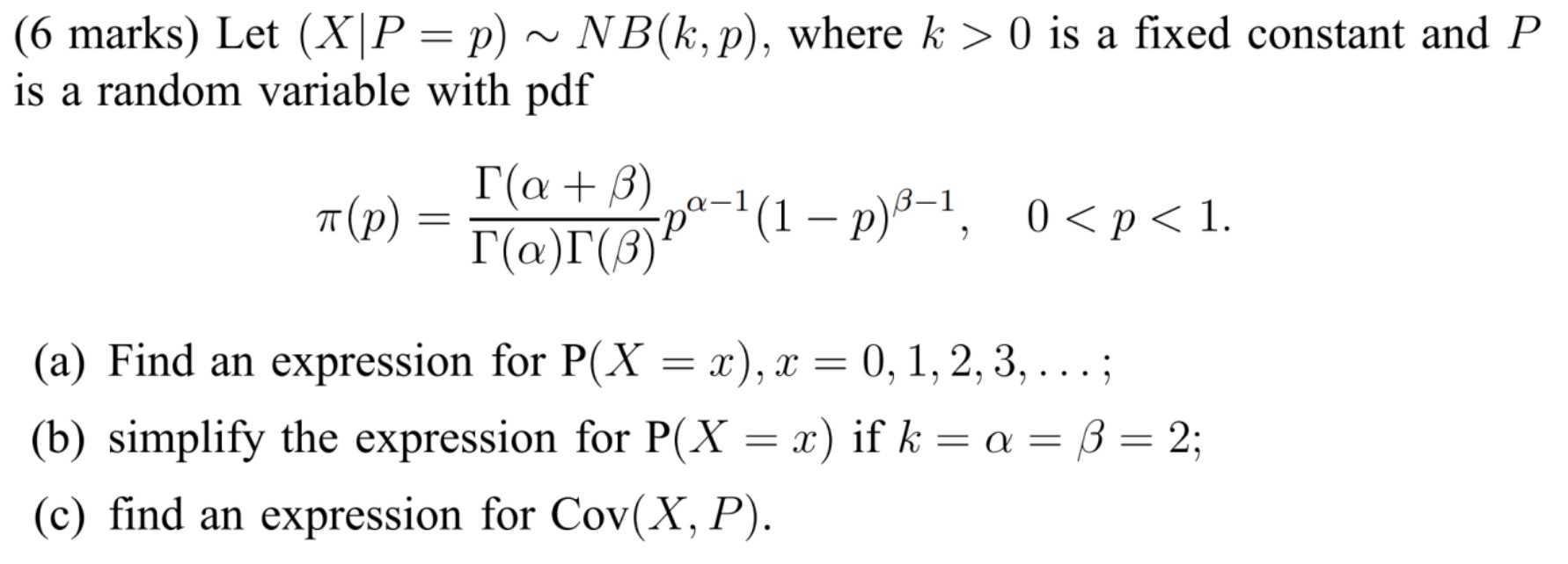 Solved 6 Marks Let X P P Nb K P Where K 0 Is A Chegg Com