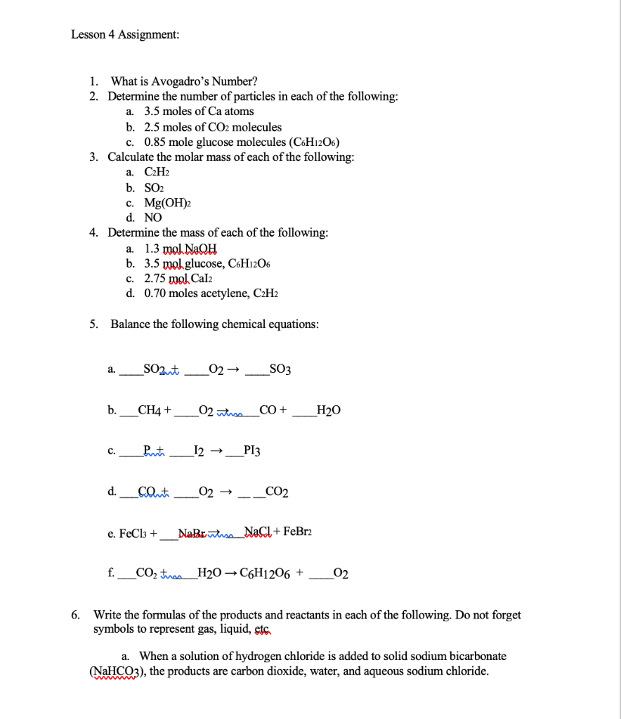 Solved Lesson 4 Assignment: 1. What is Avogadro's Number? 2. | Chegg.com