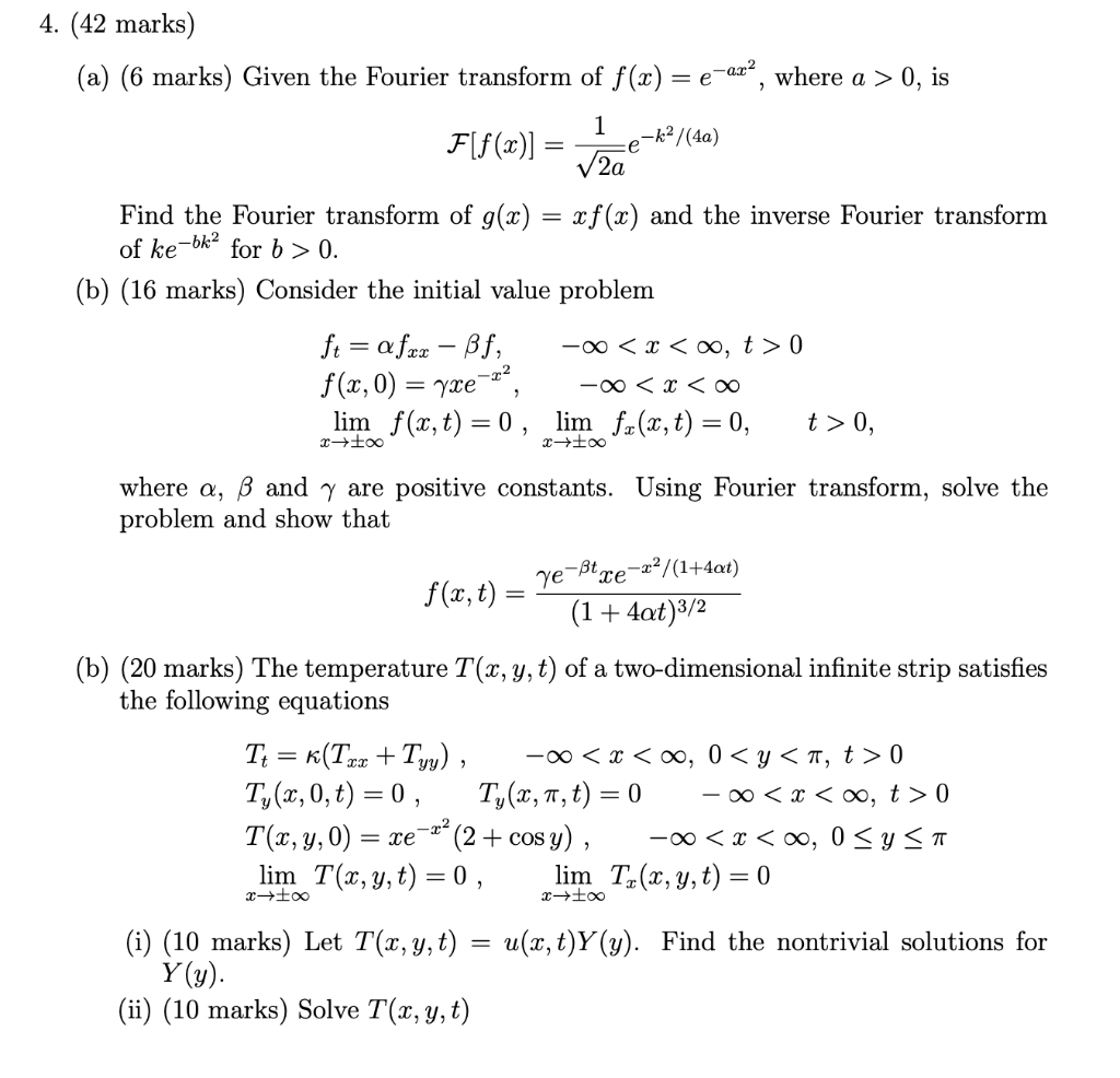 Solved 4. (42 marks) (a) (6 marks) Given the Fourier | Chegg.com