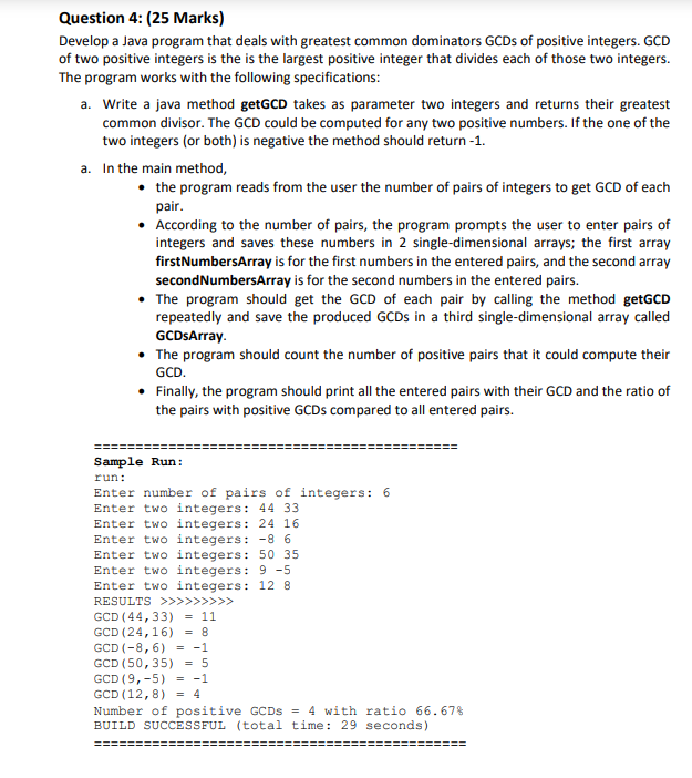 Solved Question 4: (25 Marks) Develop a Java program that | Chegg.com