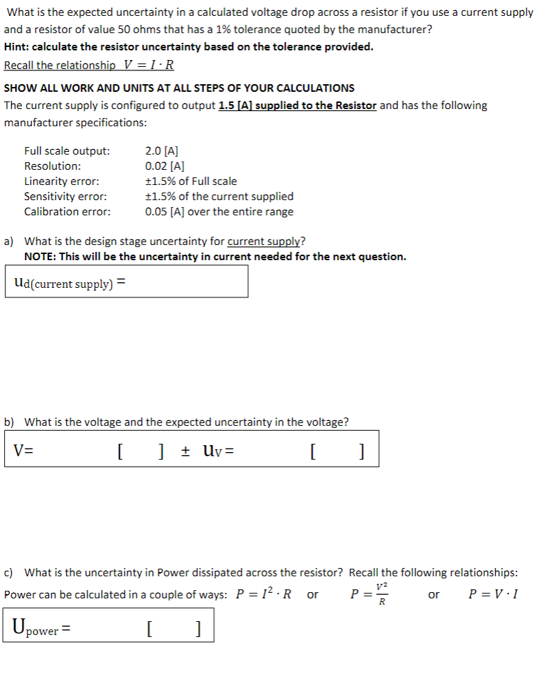 Solved What is the expected uncertainty in a calculated