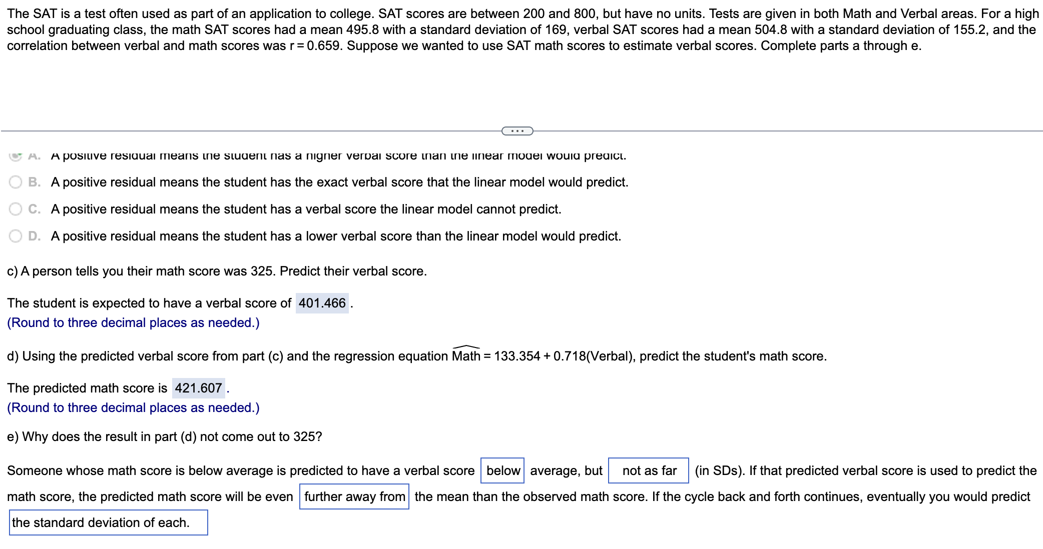 Solved The SAT is a test often used as part of an | Chegg.com