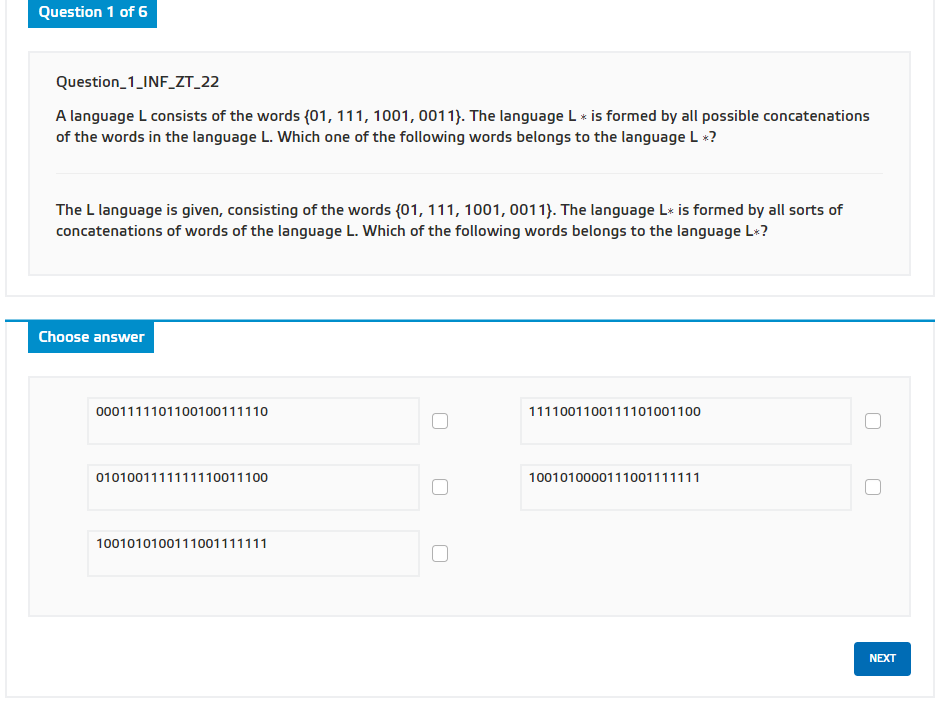 Solved Question 1 of 6 Question_1_INF_ZT_22 A language L | Chegg.com