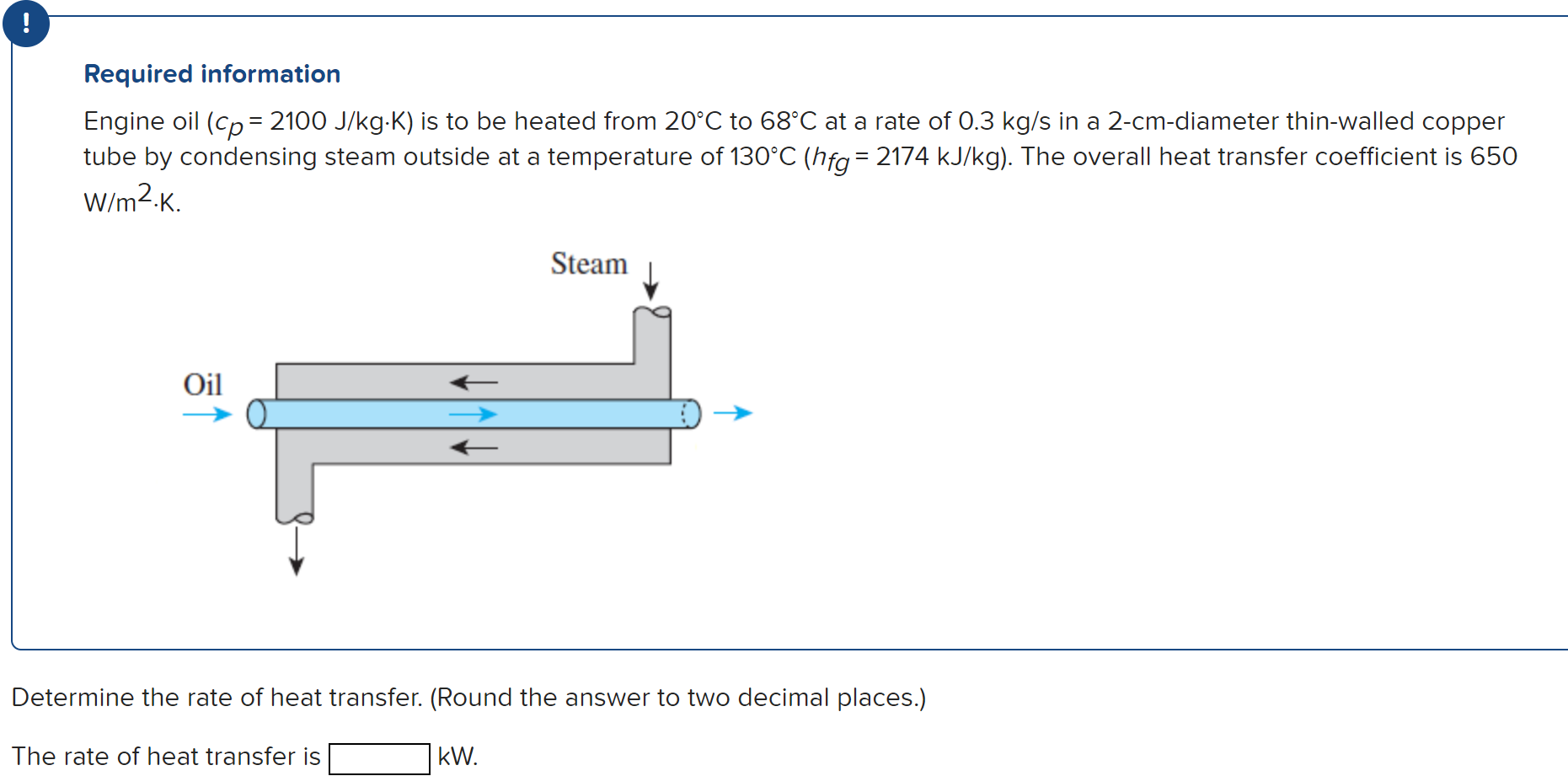 Solved ! Required information Engine oil (cp= 2100 J/kg.K) | Chegg.com