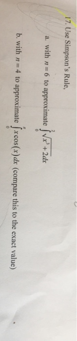 Solved 17 Use Simpsons Rule With N 6 To Approximate 3878