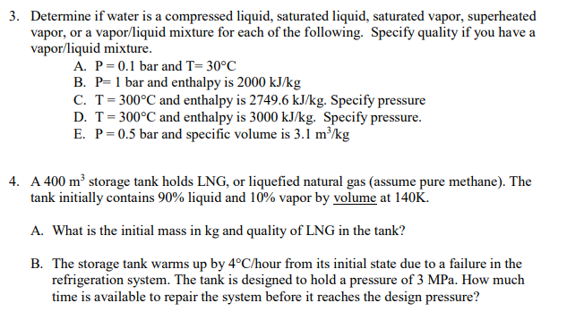 Solved 3. Determine if water is a compressed liquid, | Chegg.com