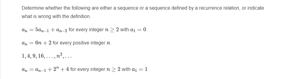 Solved Determine whether the following are either a sequence | Chegg.com