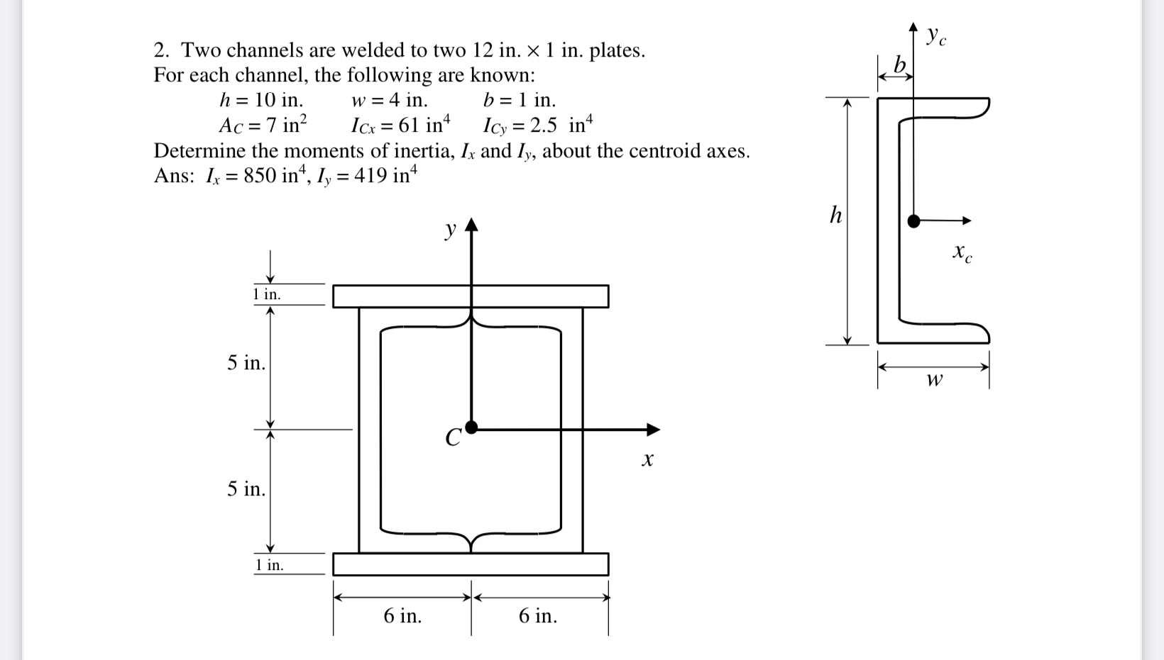 Solved 2. Two Channels Are Welded To Two 12 In. ×1 In. 