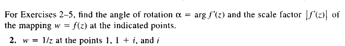Solved For Exercises 2–5, find the angle of rotation a = arg | Chegg.com