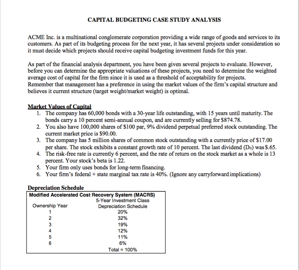 solved case study on capital budgeting