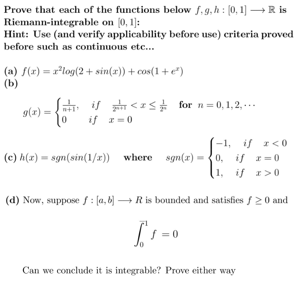 Solved Prove That Each Of The Functions Below F G H Chegg Com