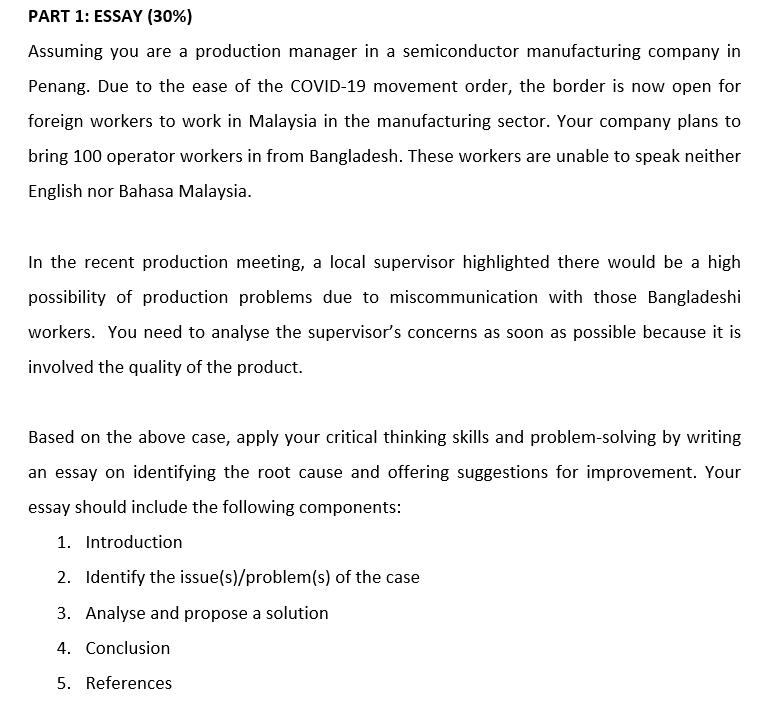 essay about manufacturing company