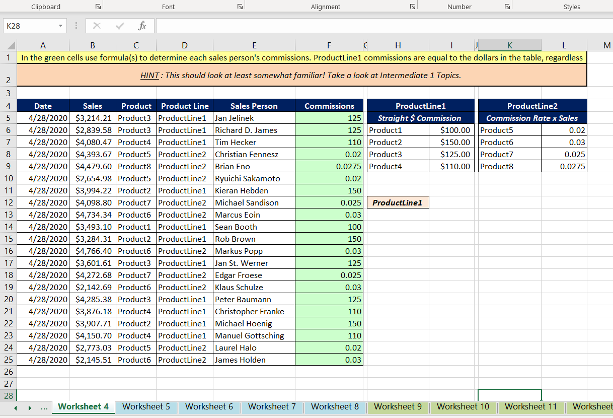 Solved X fi А в In the green cells in Column B find the | Chegg.com