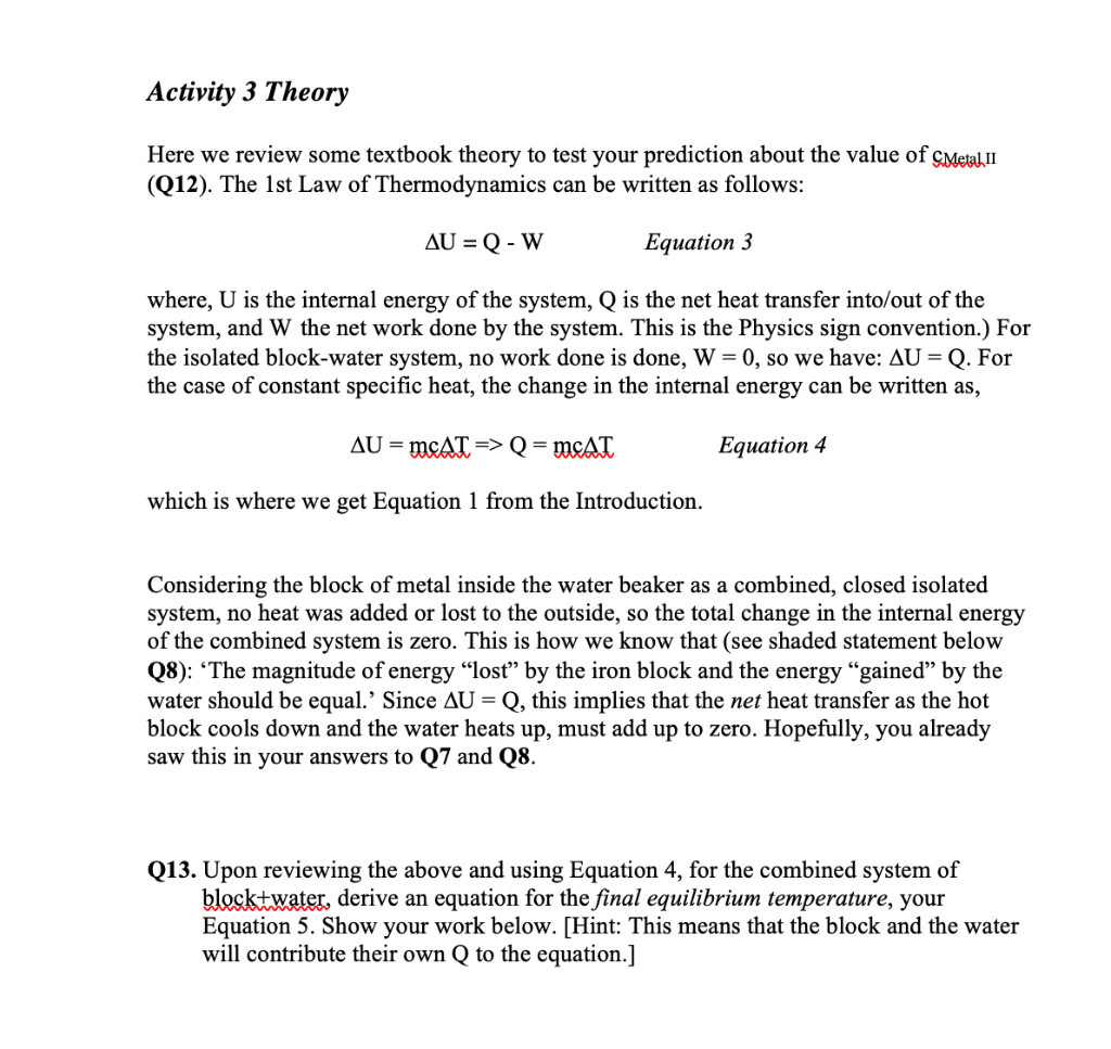 Solved Activity 3 Theory Here We Review Some Textbook Theory | Chegg.com