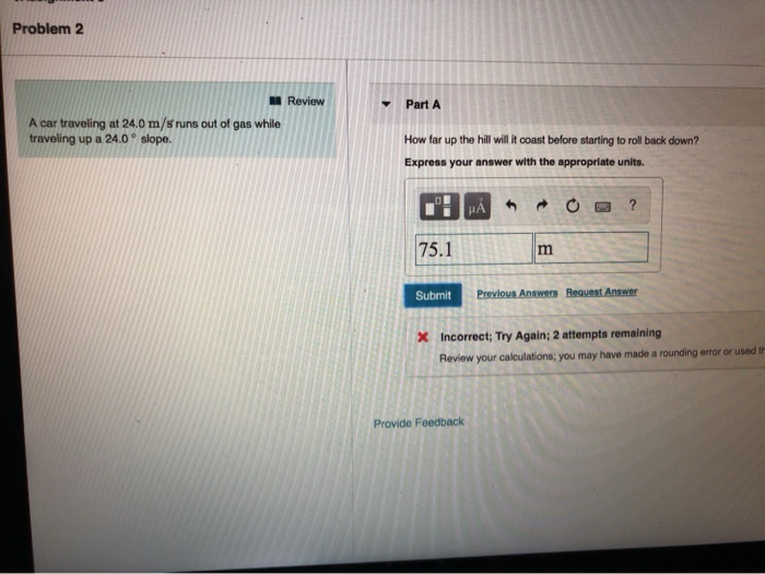 Solved Problem 2 Review Part A A car traveling at 24.0 m/s | Chegg.com
