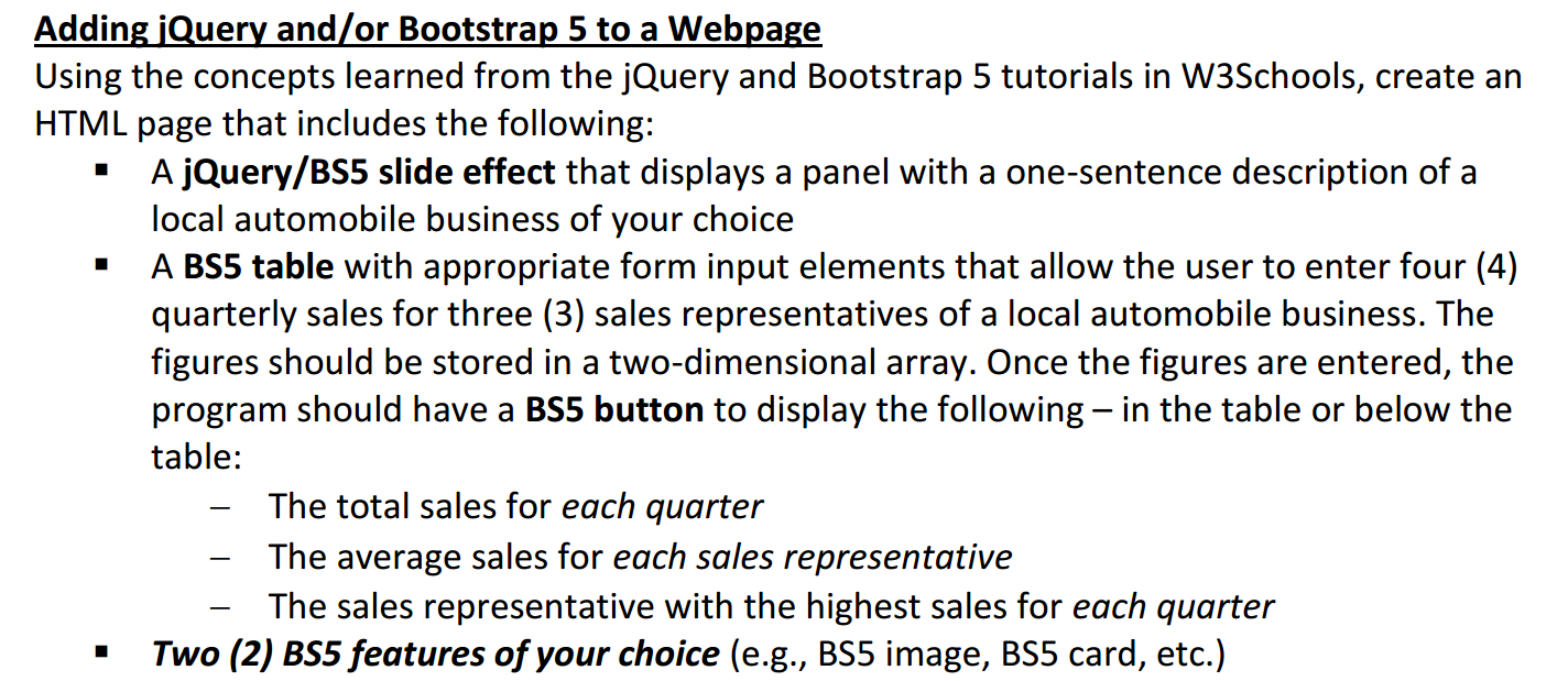 Solved Adding jQuery and/or Bootstrap 5 to a Webpage Using | Chegg.com