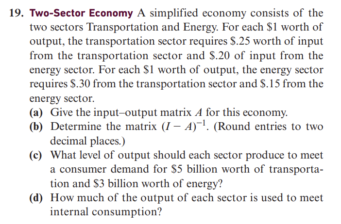 Solved 19. Two-Sector Economy A simplified economy consists | Chegg.com