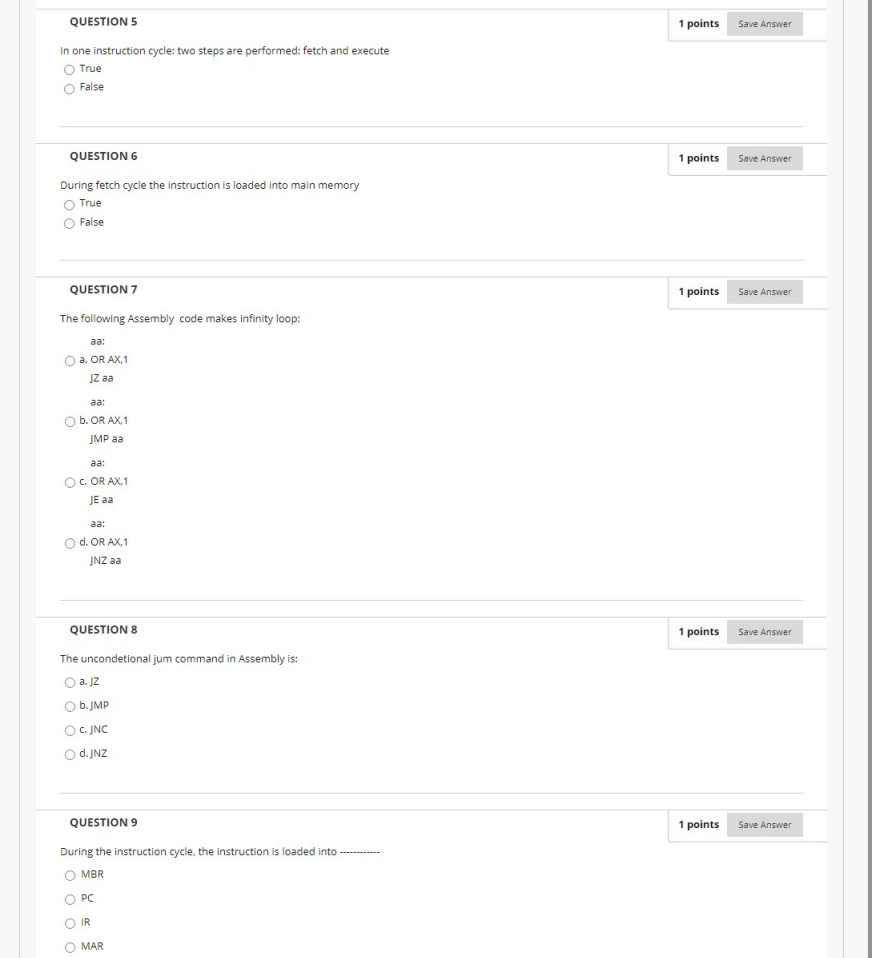 Solved 1 points Save Answer QUESTIONS In one instruction | Chegg.com