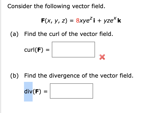 Solved Consider The Following Vector Field F X Y Z