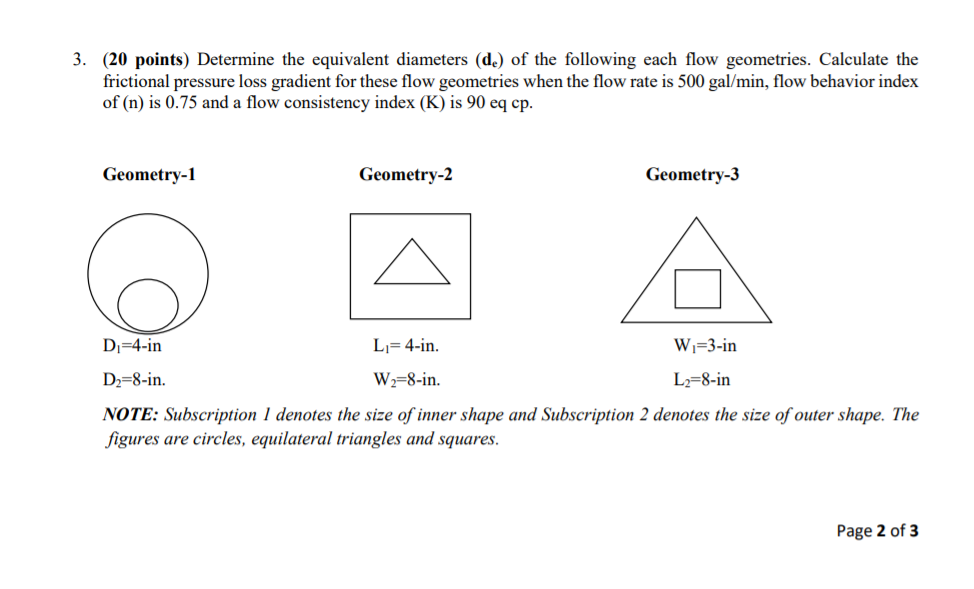 Solved Determine the equivalent diameters of the following | Chegg.com