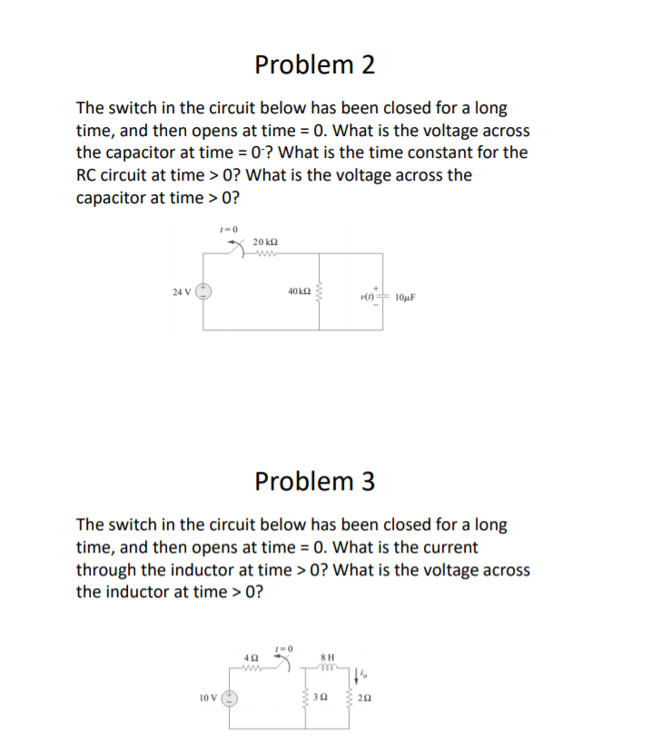 Solved Problem 2 The switch in the circuit below has been | Chegg.com