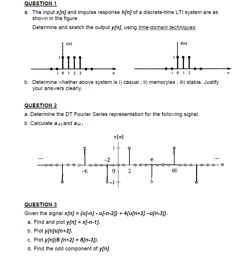 Solved QUESTION 1 a. The input x[n] and impulse response | Chegg.com