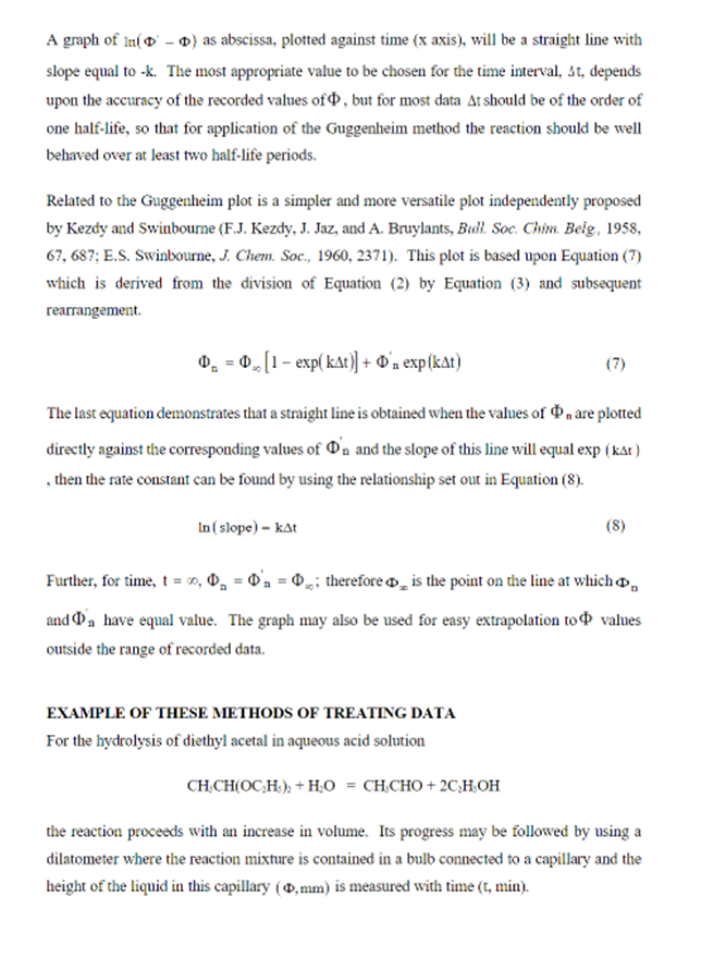 Solved GUGGENHEIM AND KEZDY-SWINBOURNE METHODS FOR | Chegg.com