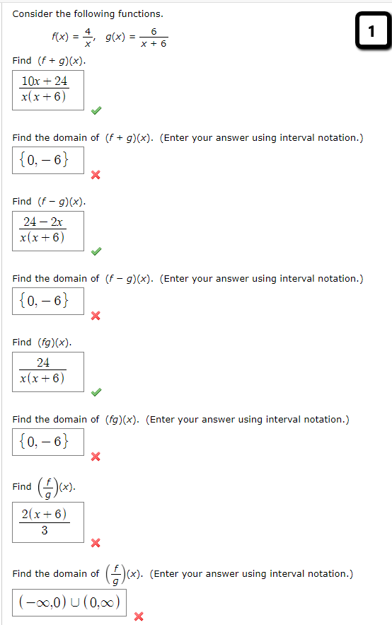 Solved 4 1 Consider The Following Functions 6 F X G X X