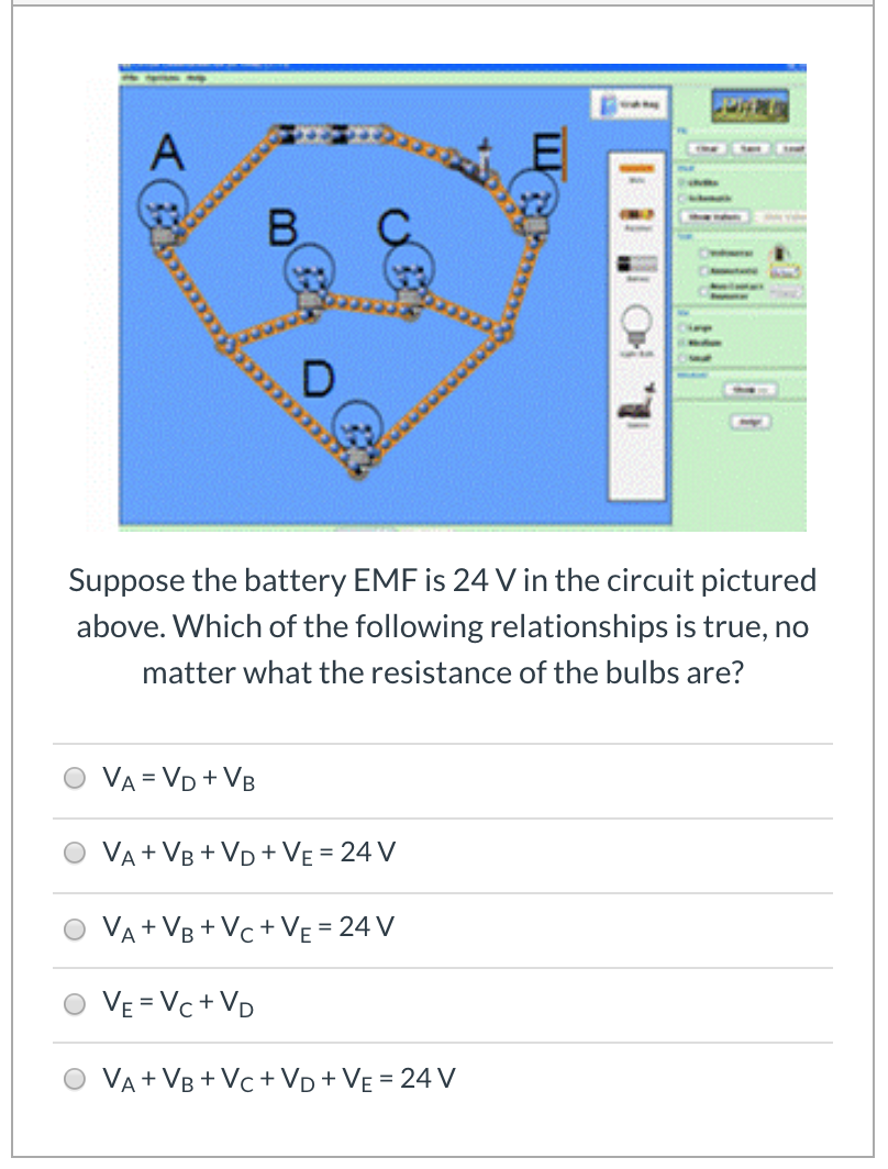 Solved Suppose the battery EMF is 24 V in the circuit | Chegg.com