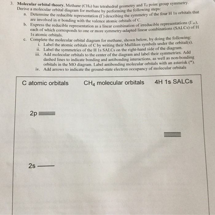 Solved 3. Molecular orbital theory. Methane (CHo) has | Chegg.com