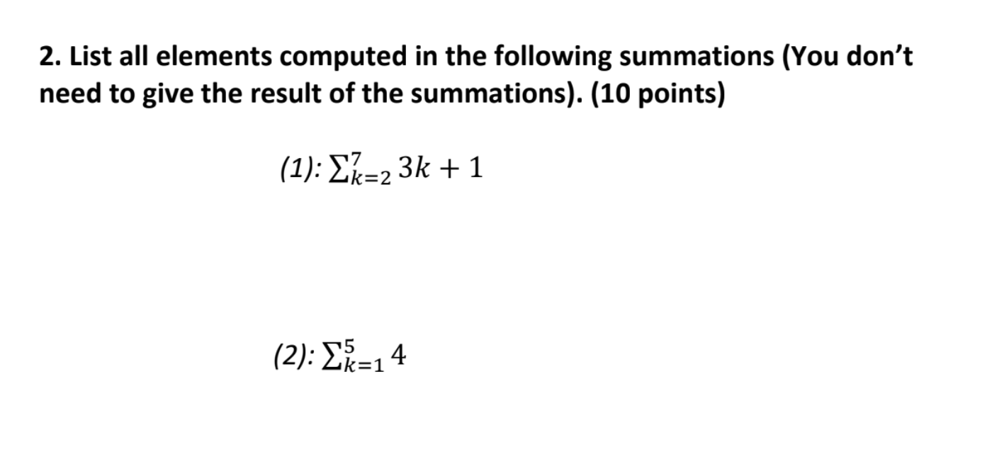 Solved 2. List all elements computed in the following | Chegg.com