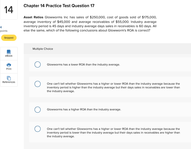 Solved Chapter 14 Practice Test Question 16 13 Ratios Using | Chegg.com