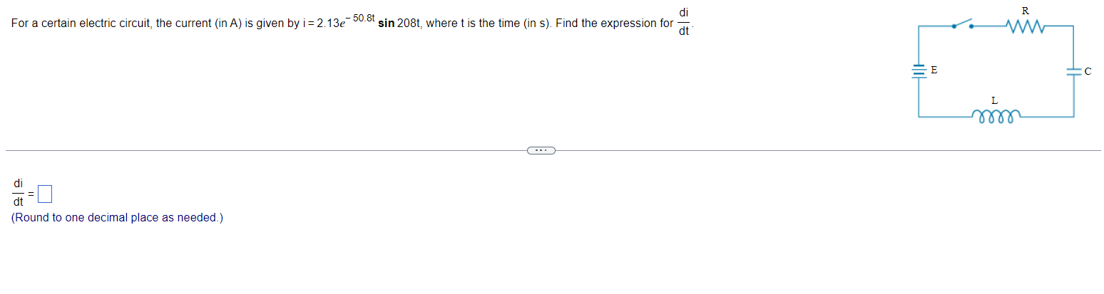 Solved For A Certain Electric Circuit, The Current (in A) Is | Chegg.com