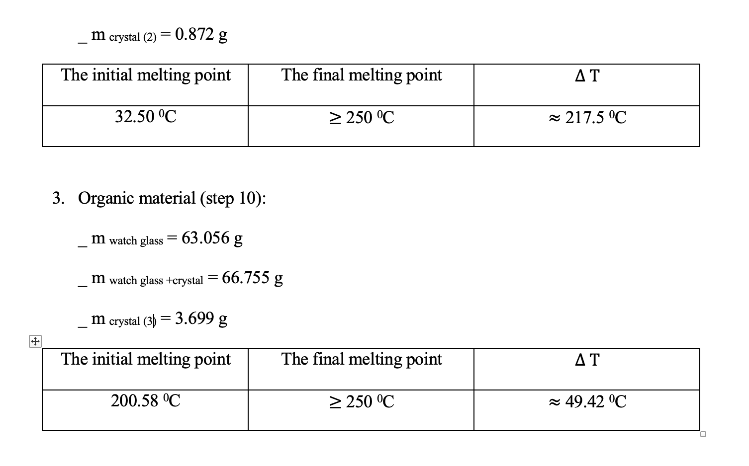 MELTING POINT — FIRST - PREV. - NEXT