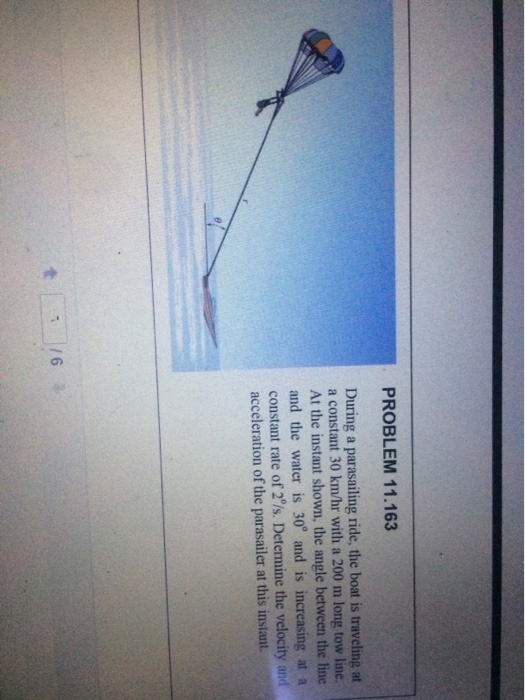 Solved PROBLEM 11.163 During a parasailing ride, the boat is | Chegg.com